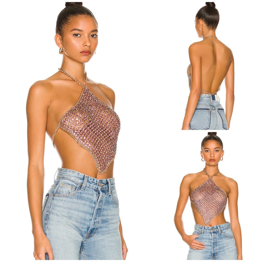 2 LEFT! H:ours Oaklyn Top in Purple Sz S Revolve Beaded Jeweled Metal